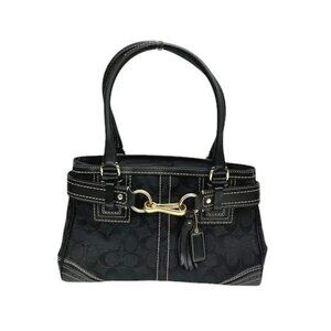 Like New Coach Hampton Black Jacquard Shoulder Bag Tote Purse